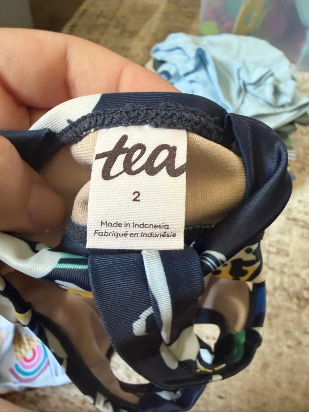 2T - Tea Collection Girls Navy Floral Bikini Tankini Top